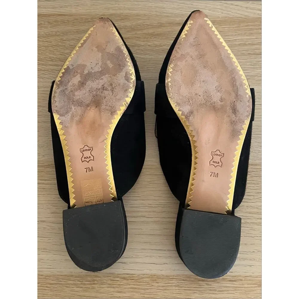 Tory Burch Rosalind Lancaster Suede Pointed Toe Mule Black Size 7